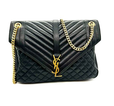 bolso ysl negro cadena dorada|bolso de saint laurent.